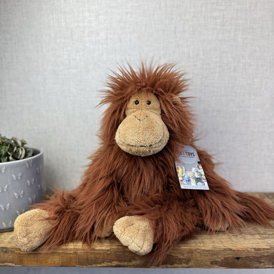 Jellycat Medium Max Monkey - Fluffy Long Hair Monkey Plush Beanie Retired 16"