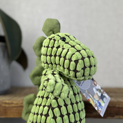 Jellycat Small Cordy Roy Dino - Small Green Corduroy Doppy Dino Beanie Plush 8"