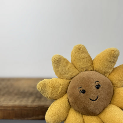Jellycat Small Fluery Sunflower - Sunflower Beanie Soft Toy Floral Plush 8"