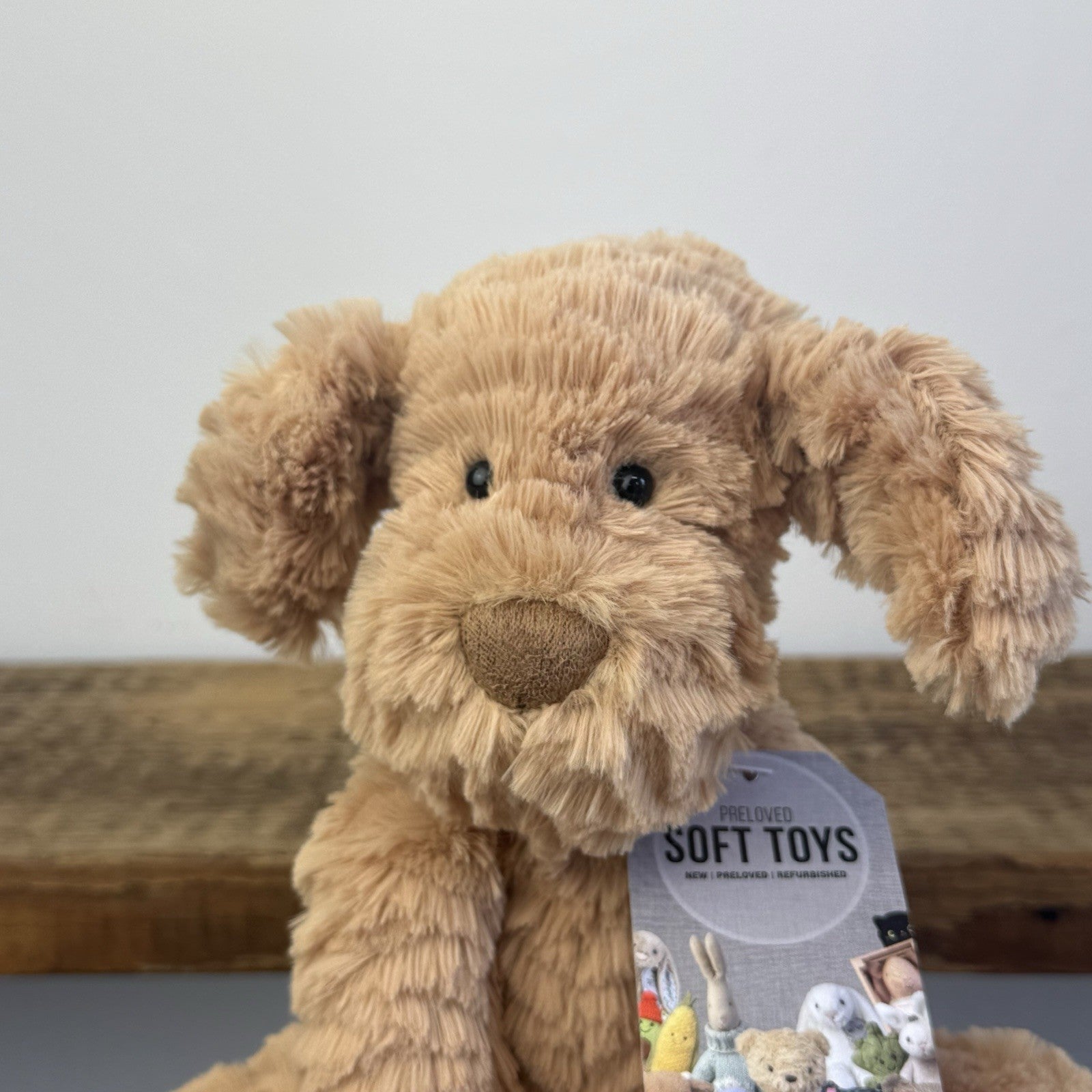 Jellycat Fuddlewuddle Puppy Medium - Light Brown Beige Dog (First Edition) 8"