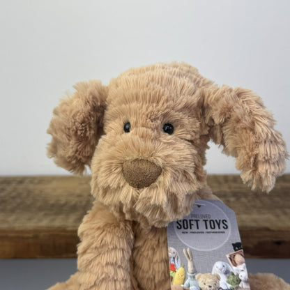 Jellycat Fuddlewuddle Puppy Medium - Light Brown Beige Dog (First Edition) 8"