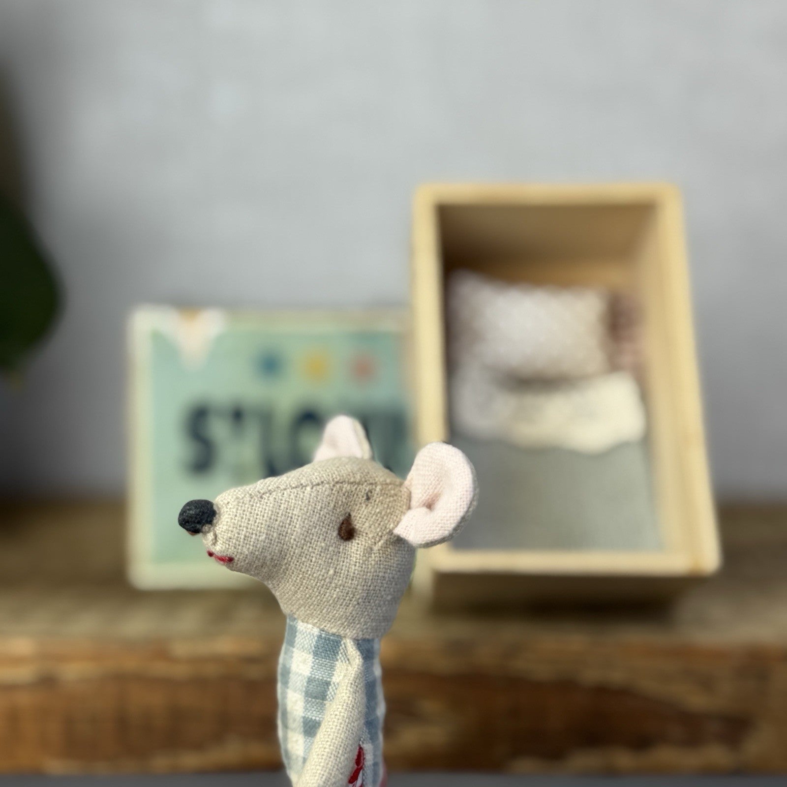 Maileg St Louis Matchbox Mouse - Wooden Matchbox Vintage Rare (Damage Matchbox)