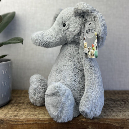 Jellycat Large Bashful Elephant - Large Grey Elephant Beanie 16” - Rare Retired