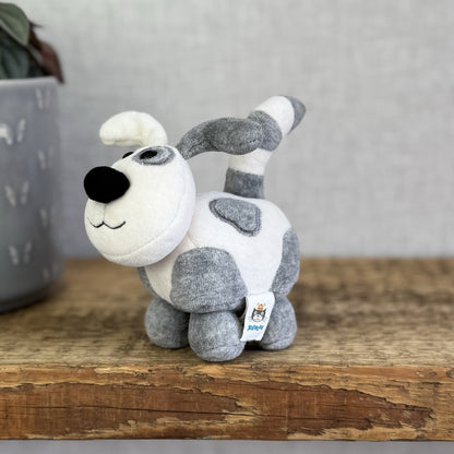 Jellycat Crazy Dog - Grey/White Vintage Miniature Beanie Velour NWOT 4"