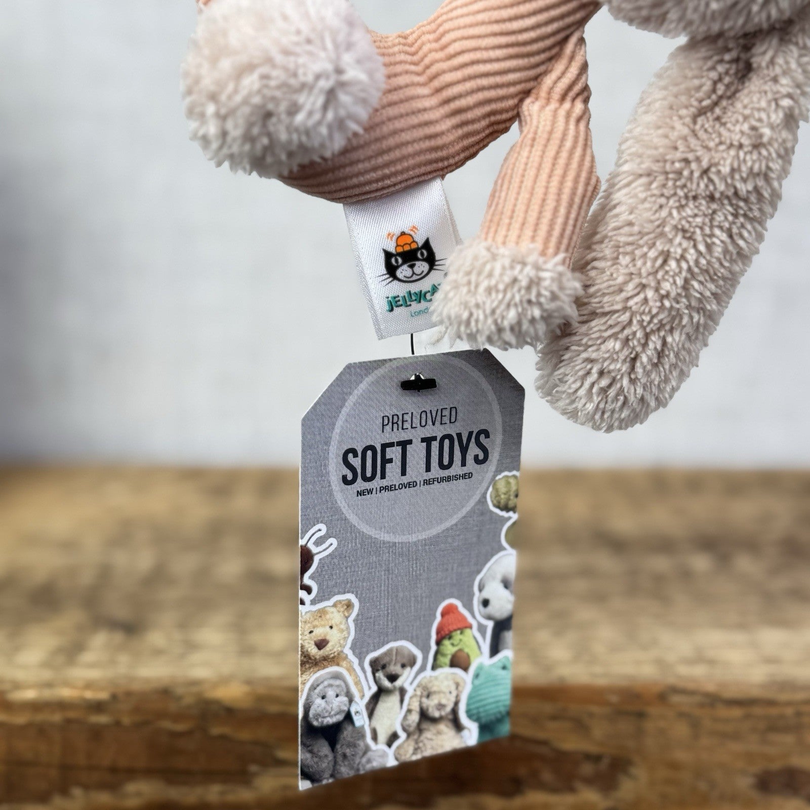 Jellycat Baby Jumble Bunny Grabber - Rattle Ring Pink Bunny Soft Toy Sensory