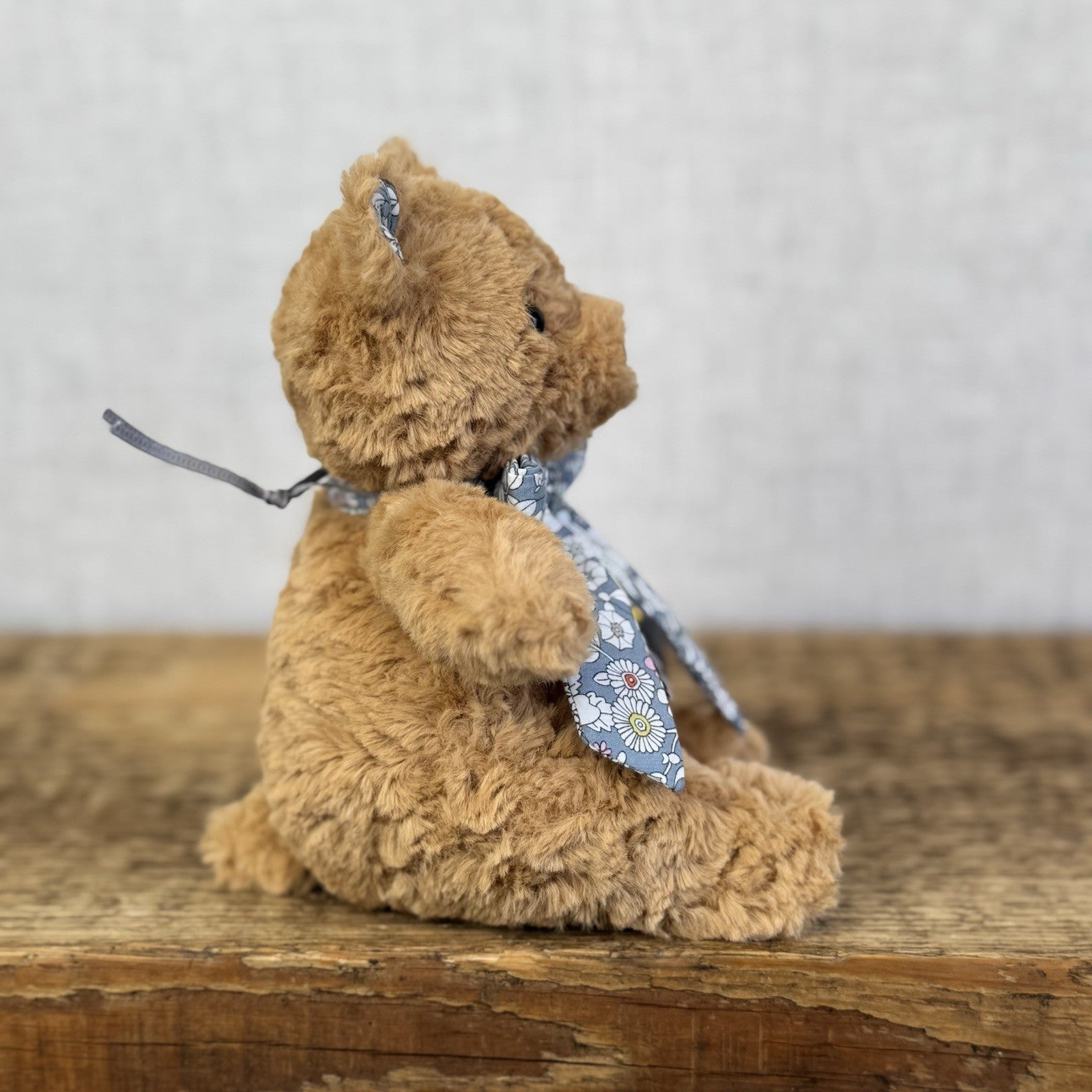 Custom/Bespoke Tiny Bartholemew Bear - Ditsy Grey Floral Made With Liberty