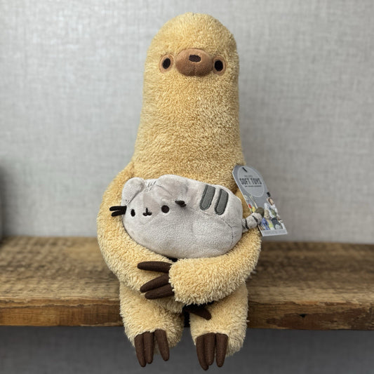 Gund Pusheen Cat - Pusheen With Sloth - Large Sloth Gund Plush Retired 16"