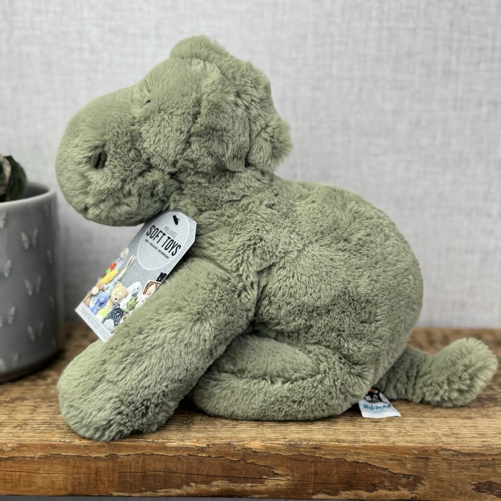 Jellycat Medium Huggady Dinosaur- Floppy Green Dino Soft Toy Retired 10"