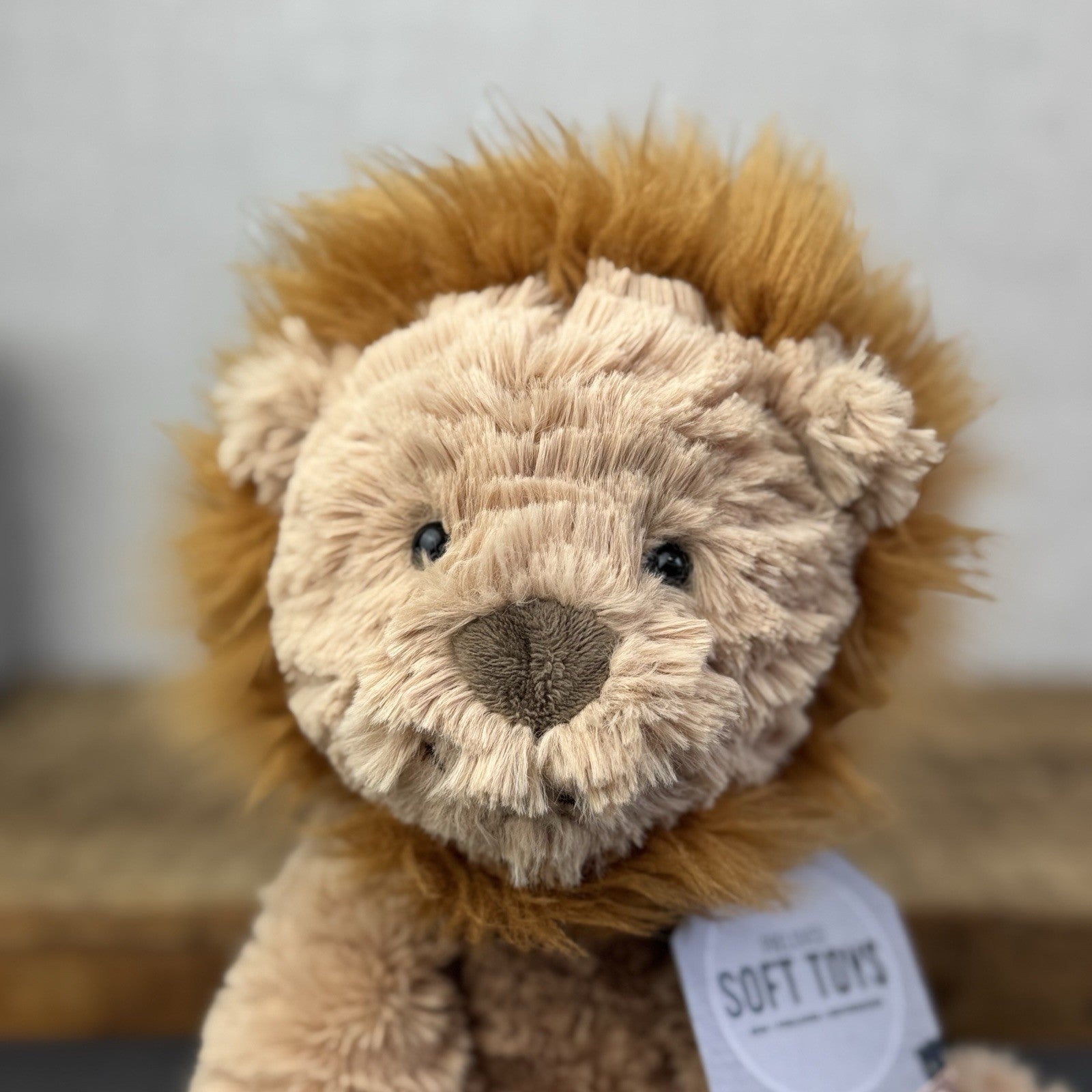Jellycat Medium Fuddlewuddle Lion - Textured Sitting Lion Beanie Soft Toy 9”