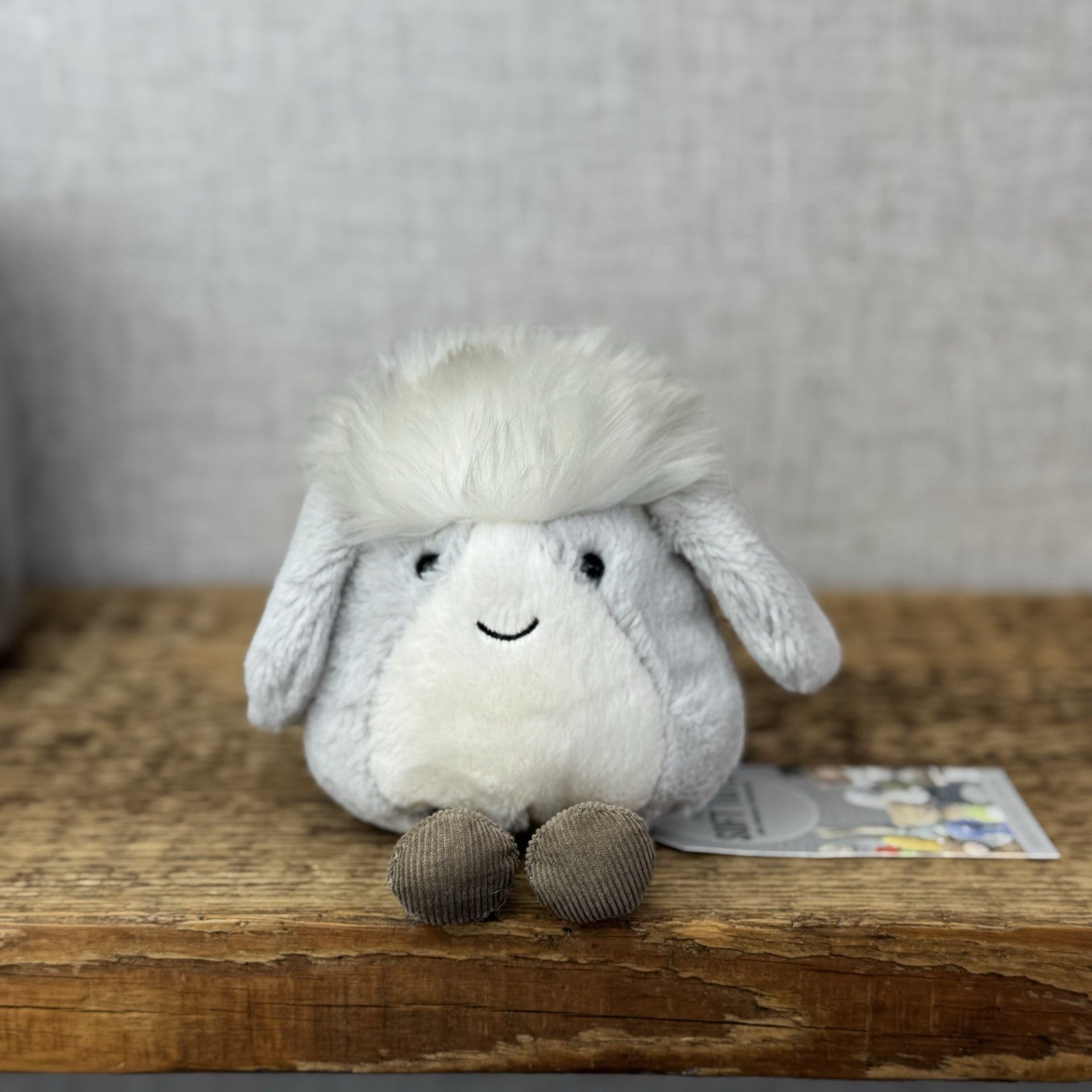 Jellycat Amuseabean Sheepdog  - Small Grey Beanie Dog Soft Toy Retired NWOT 5”