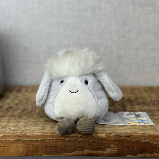 Jellycat Amuseabean Sheepdog  - Small Grey Beanie Dog Soft Toy Retired NWOT 5”