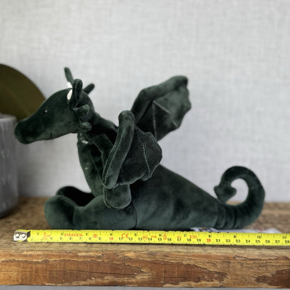 Jellycat Forest Dragon - Green Velour Soft Detailed Beanie Dragon Rare 10”
