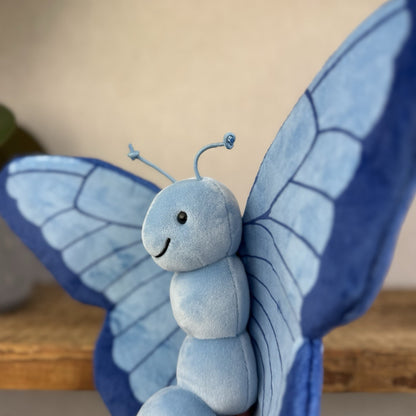 Jellycat Iris Breezy Butterfly - Blue Butterfly Plush Display Beanie Rare 8"