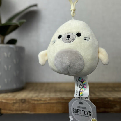 Squishmallows Lucille Seal Bag Clip On White Plush Soft Toy Letting Retired 4"