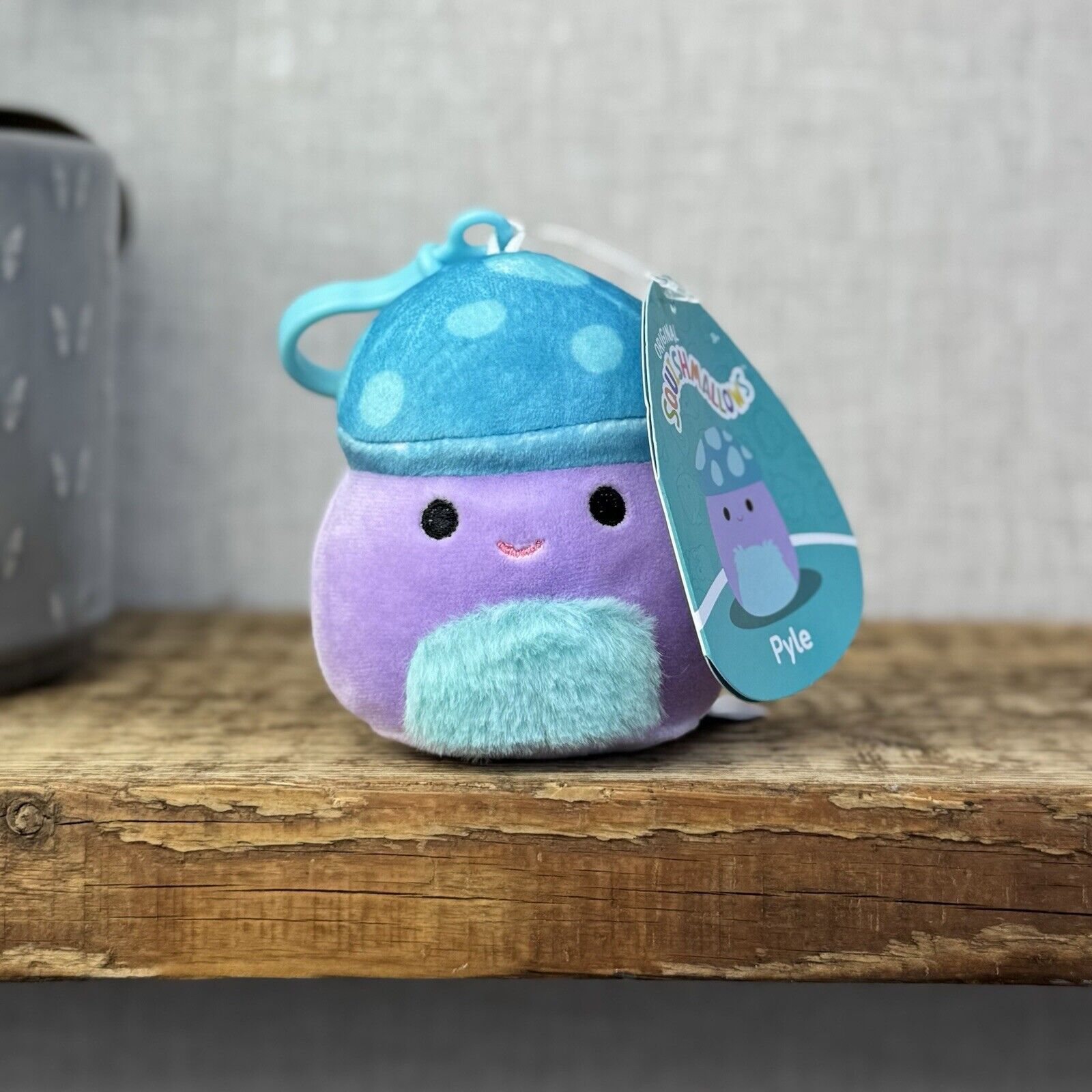 Squishmallow Pyle Clip - Mushroom Squishmallow Clip Keyring Collectible New Tags