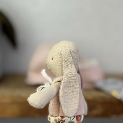 Maileg Baby Rabbit Bunny With Fluffy Pink Carrycot - Retired Rare Pristine Mini