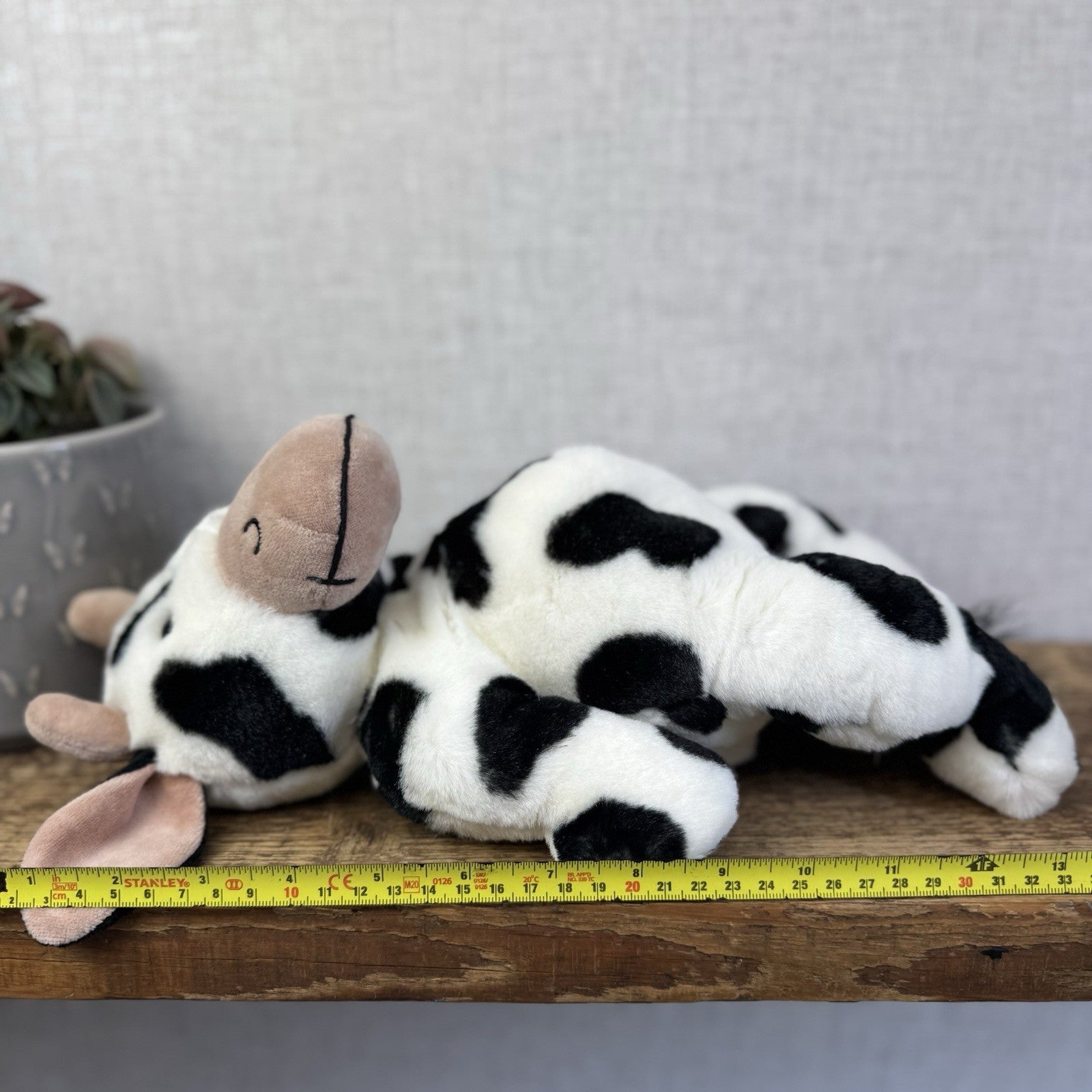 Jellycat Medium Squidgy Black & White Cow - Beanie Cow Vintage Rare With Tags