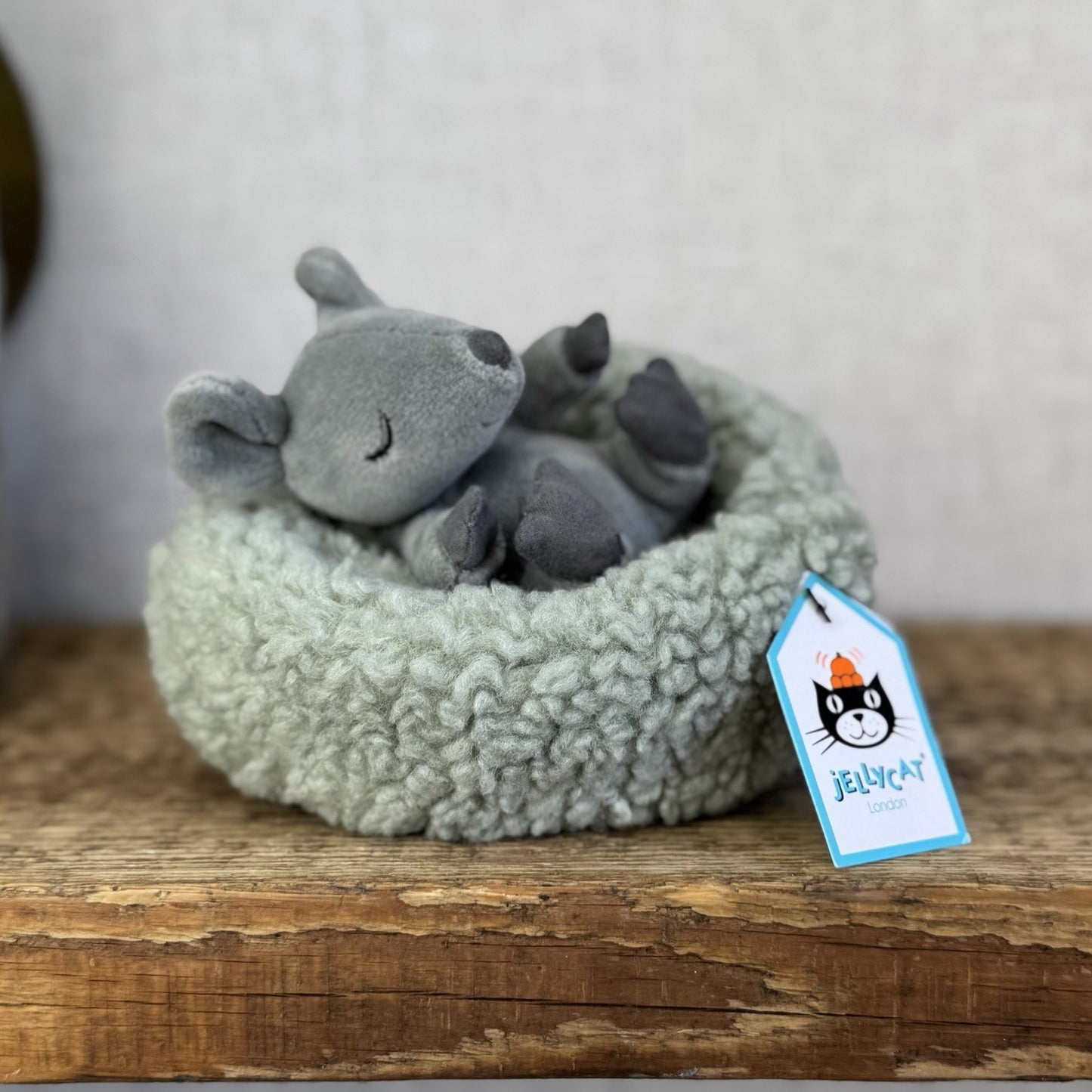 Jellycat Hibernating Mouse - Tiny Mouse In A Beanbag Nest Wildlife Plush Rare 5"