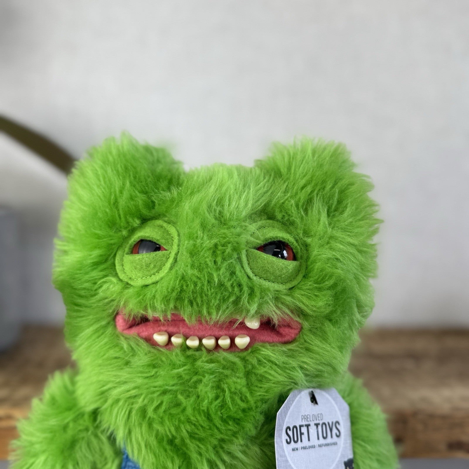 Fuggler Old Mcfuggler - Green Fluffy Funny Ugly Monster In Dungarees Retired