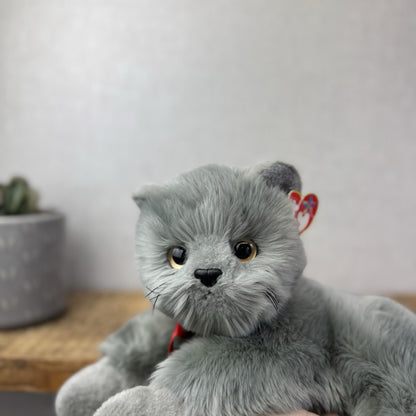 TY Beanie Buddy - BEANI Grey Fluffy Cat (Paper Tag Damaged) Amazing Rare 11"