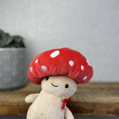 Jellycat Fun Guy Robbie - Red Mushroom Kawaii Beanie Velour Retired 8”