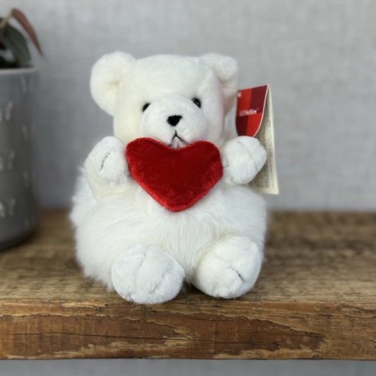 Russ Berrie - Lil' Softies Smooch - Mini Bear With Heart Valentines GIft New 5"