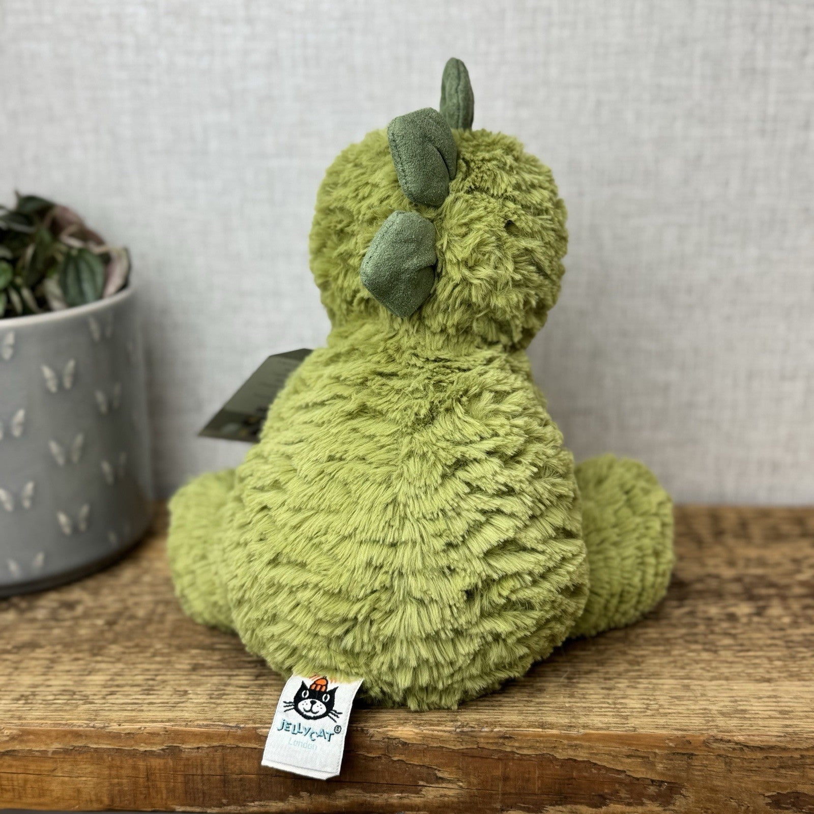 Jellycat Medium Fuddlewuddle Dinosaur - Green Sitting Textured Dinosaur Soft Toy