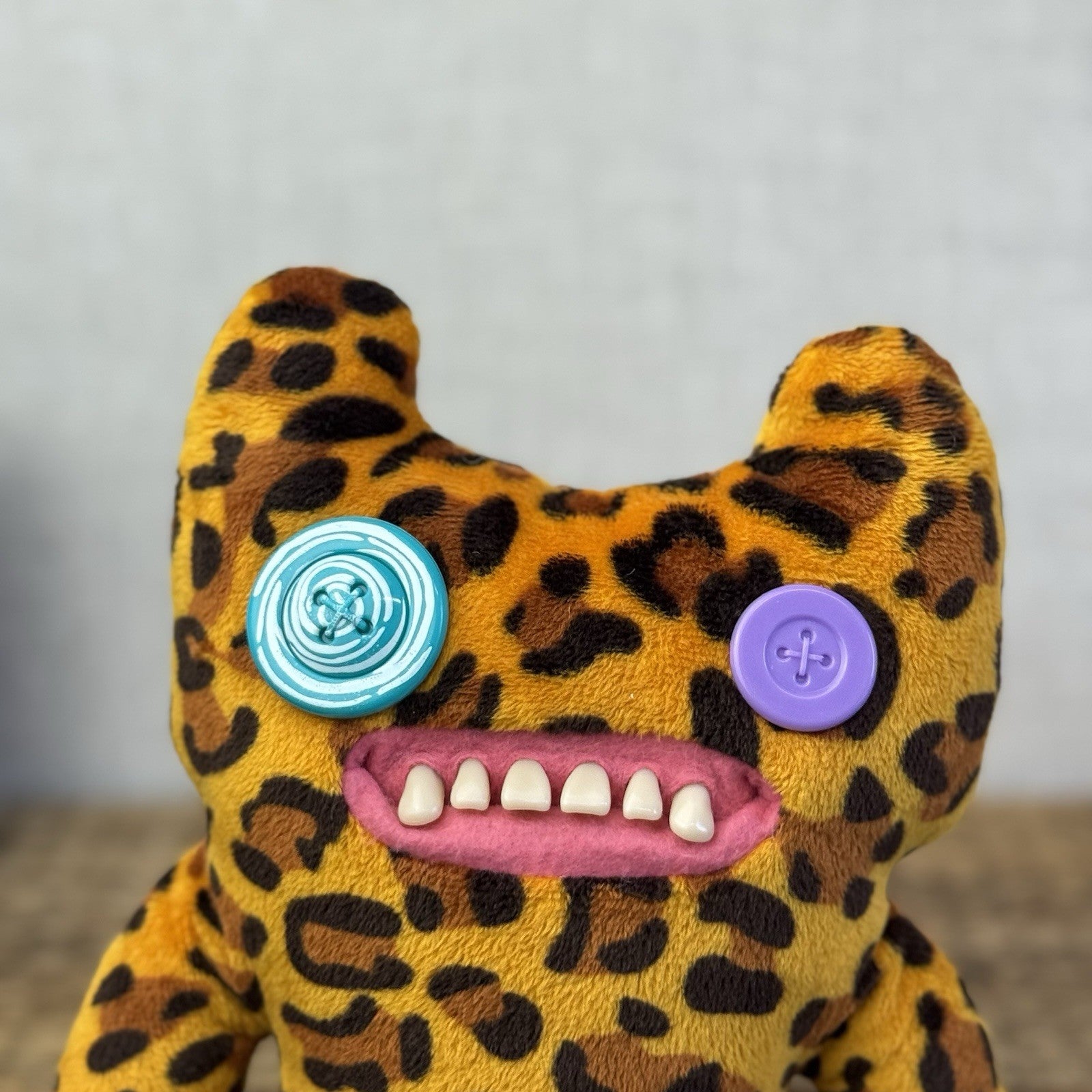 Fuggler Indecisive Monster Leopard Print Ugly Monster Button Eyes Retired