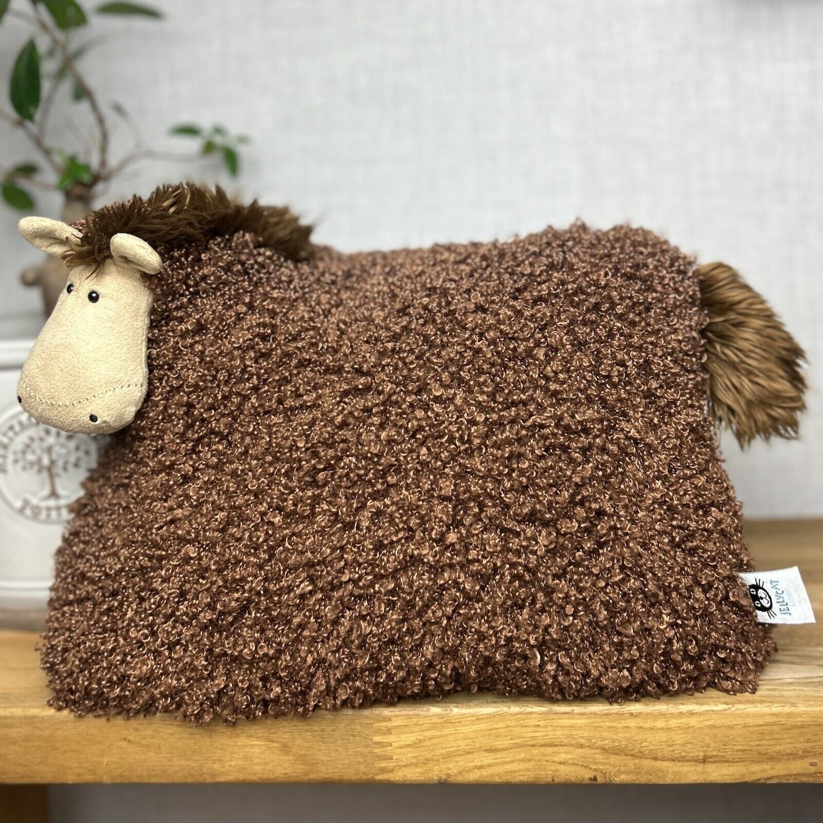 Jellycat Cushillow Horse - Pony/Horse Cushion - Curly Horse Pillow - RARE