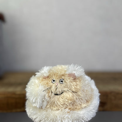 Jellycat Furry Curlikitty Natural/Beige - Tiny Cat Fluffy Vintage Beanie 4”