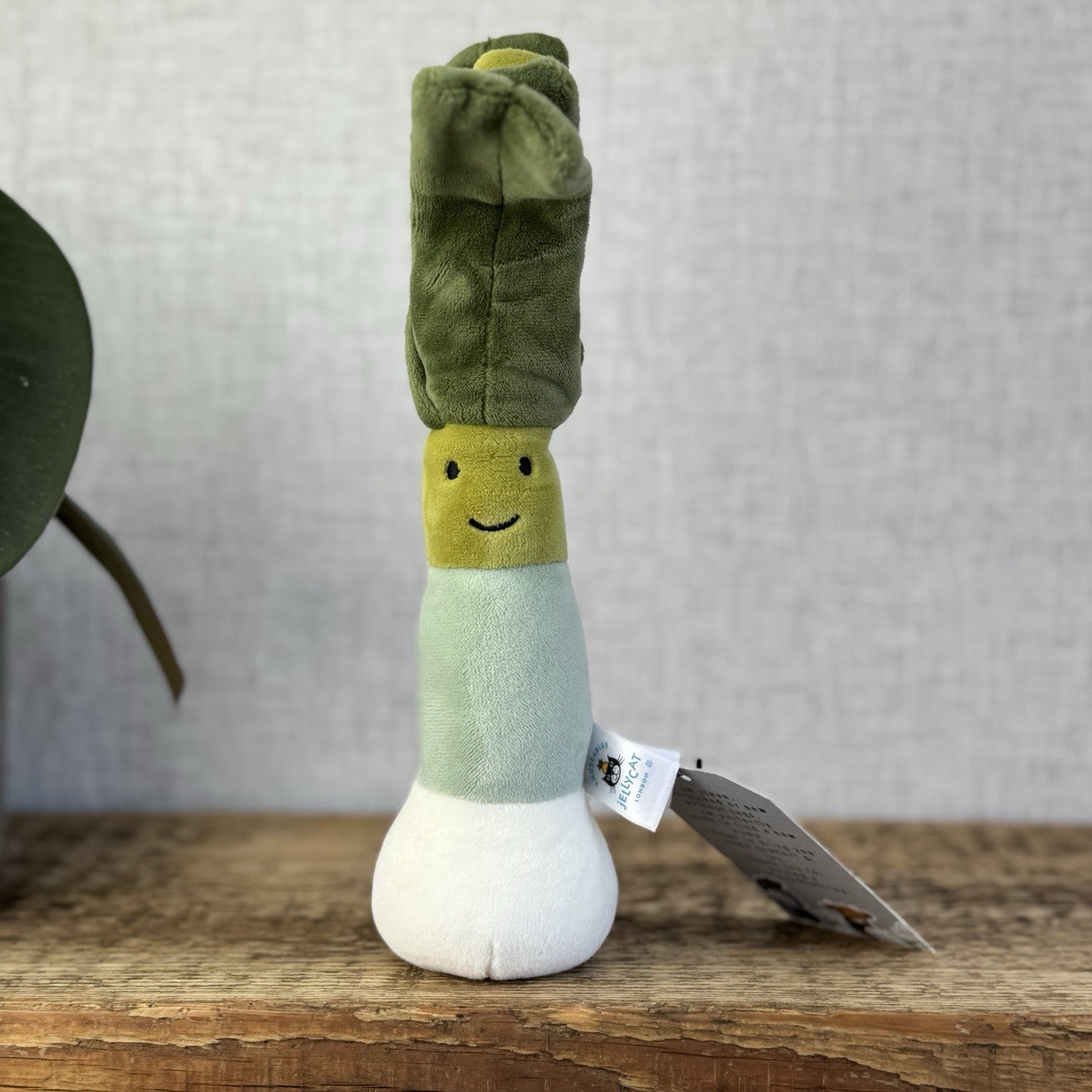 Jellycat Vivacious Veg Leek - Small Green Velour Beanie Vegetable Play 10"