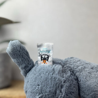 Jellycat Medium Bashful Dusky Blue/grey Elephant - Dark Grey With Tusks 12”