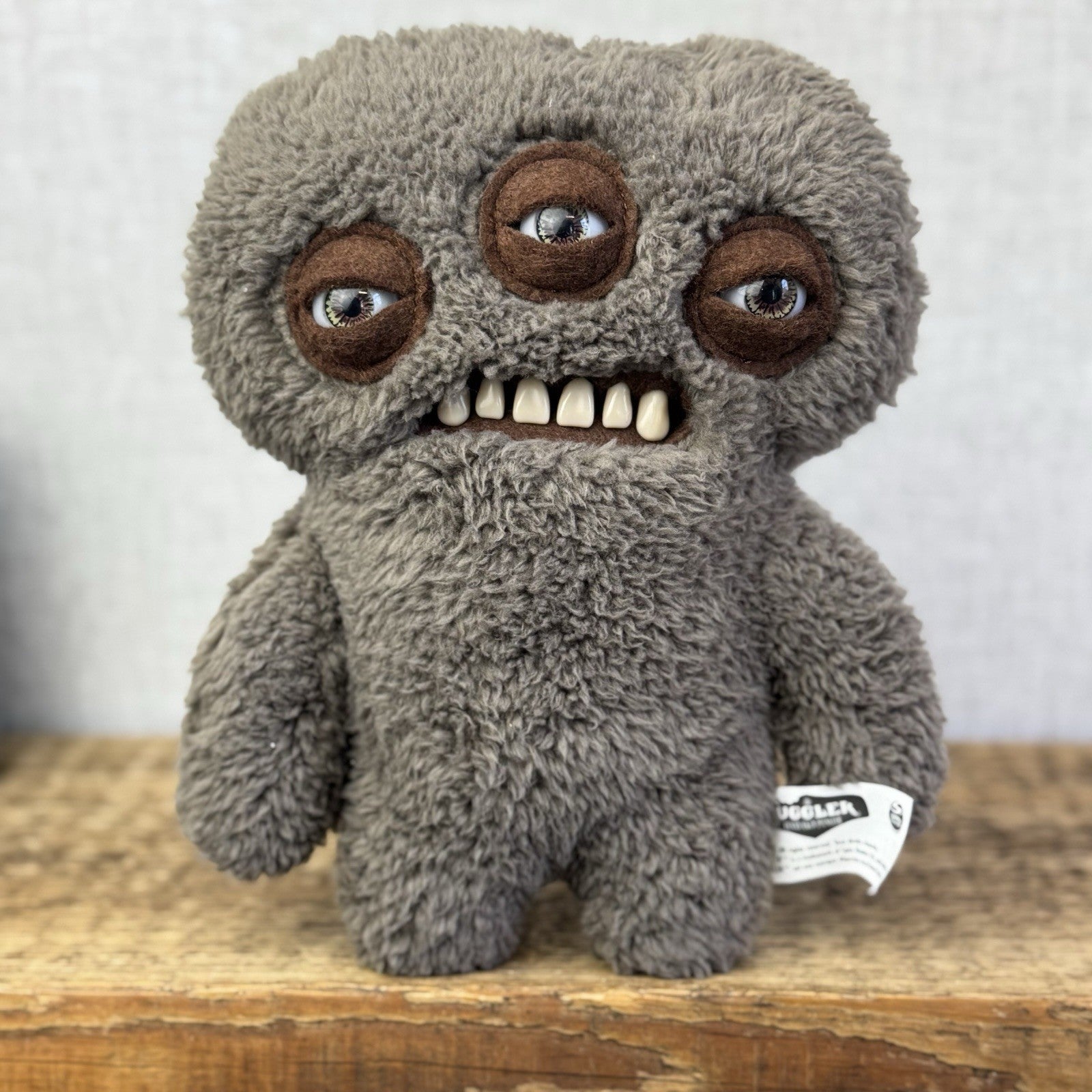 Fuggler Annoyed Alien - Brown Three Eyed Fuggler Rare Snuggle Brown Fleece Rare