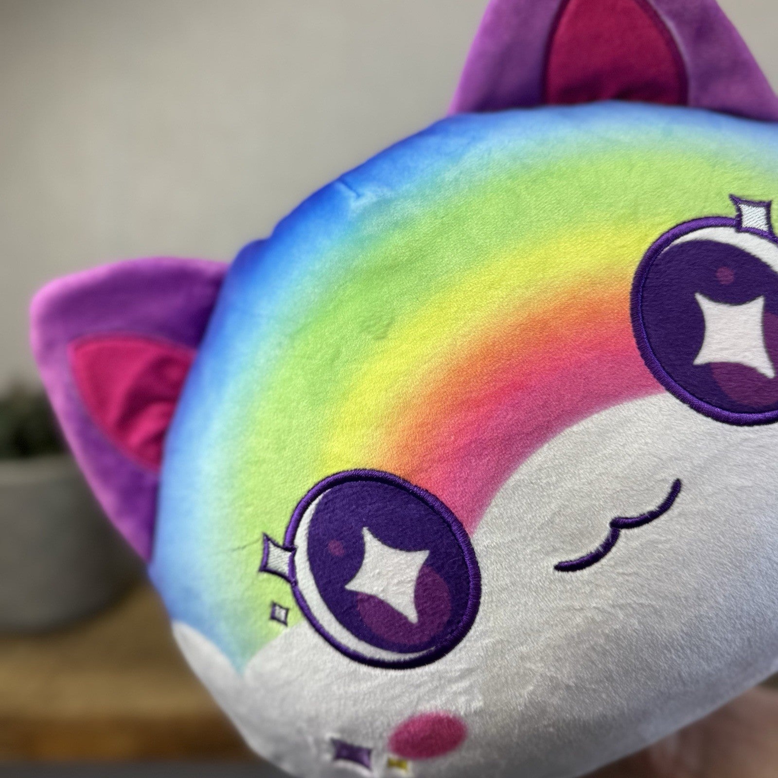 Jumbo Aphmau MeeMeows Galaxy Cat - Rainbow Cat Huge Squishmallow Plush Rare 16"