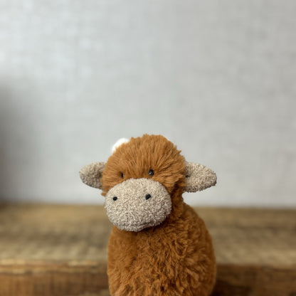 Jellycat Farm Friends Highland Cow - Miniature Highland Cow Soft Toy Beanie 5”