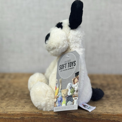 Jellycat Bashful Black & Cream Puppy Dog - Small Beanie Dog Retired Plush 8”
