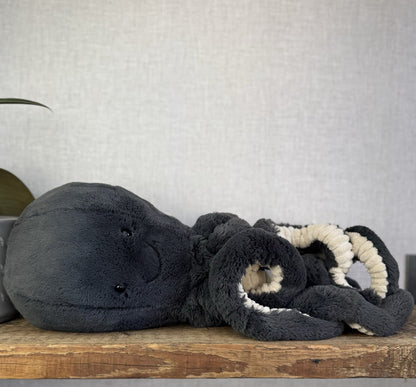 Jellycat Inky Octopus - Large Black Octopus Beanie Rare Retired Collectible 16"