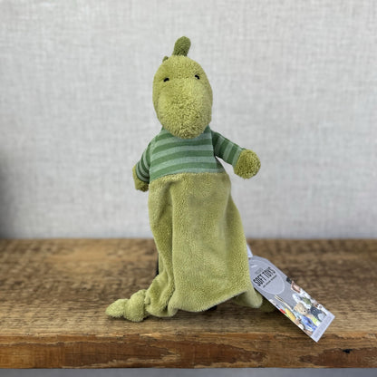 Jellycat Green Stripey Dino Soother- Dino Doudou Comforter Retired 8"