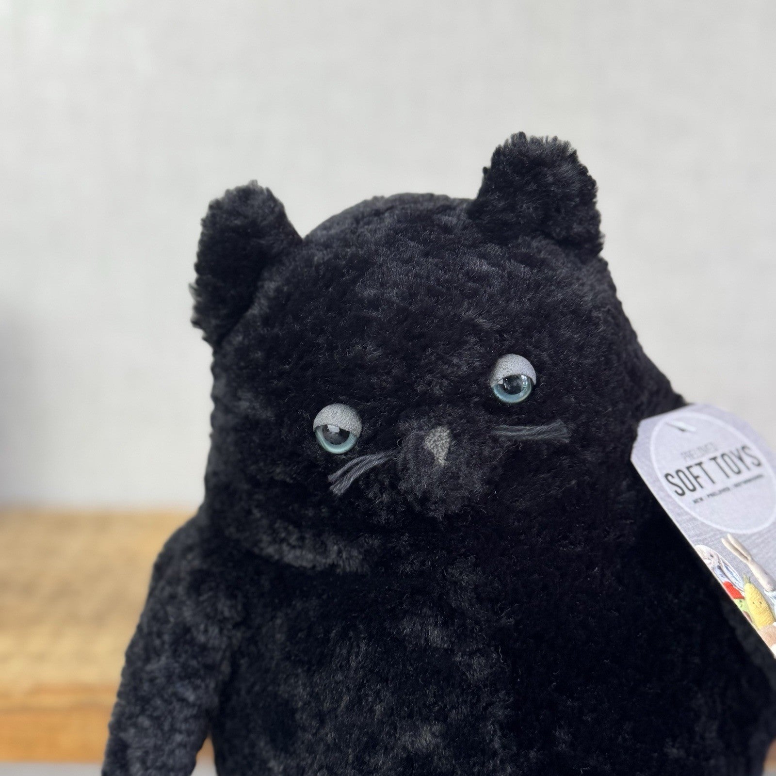 Jellycat Medium Amore Black Cat - Big Black Grumpy Cat Beanie Retired NWOT 12"