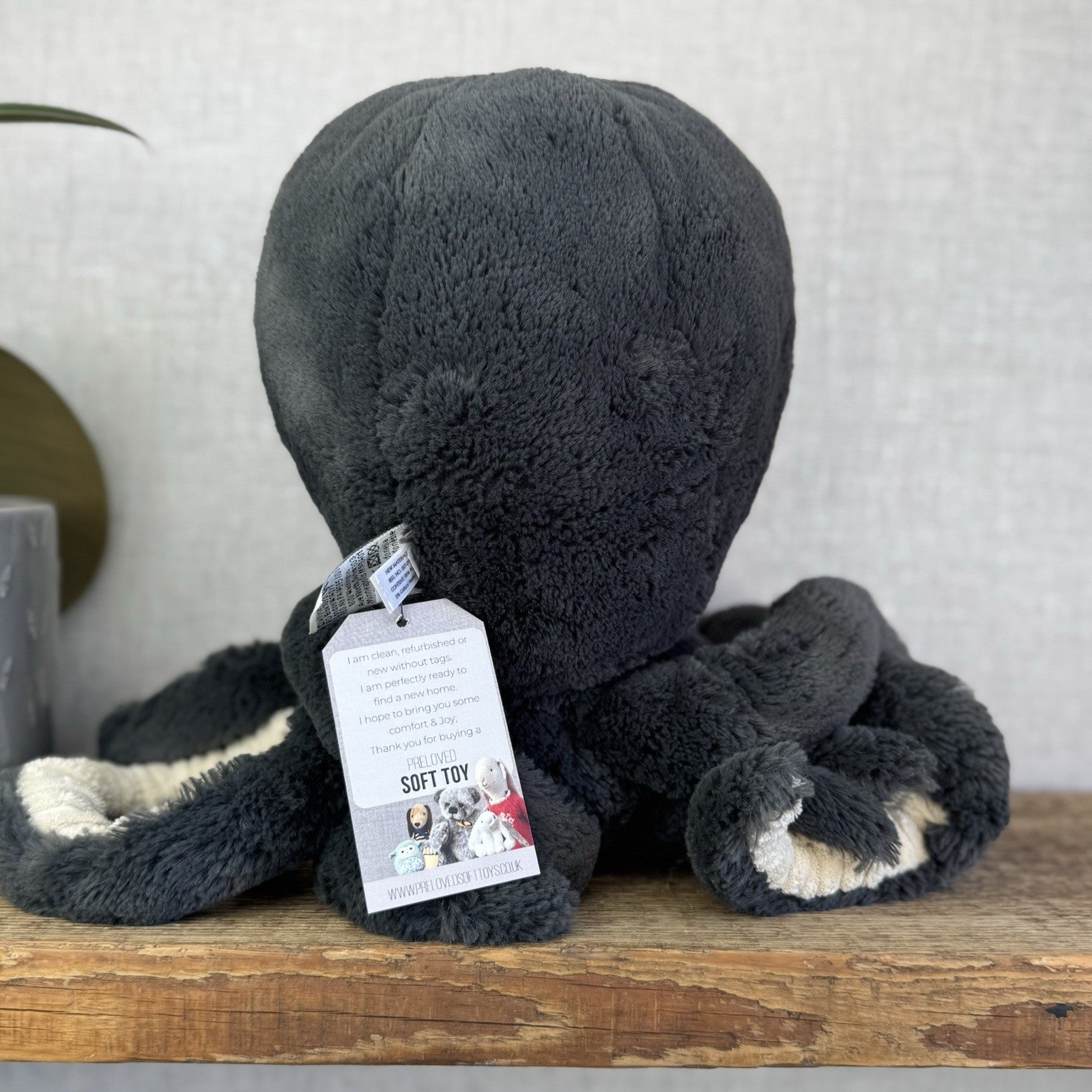 Jellycat Inky Octopus - Large Black Octopus Beanie Rare Retired Collectible 16"