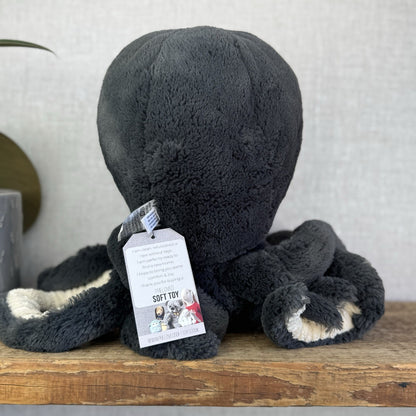 Jellycat Inky Octopus - Large Black Octopus Beanie Rare Retired Collectible 16"