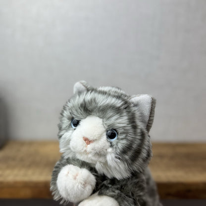 Keel Toys Tabby Cat - Grey Tabby Cat Beanie Plush Blue Eyes (Tag Cut off) Plush