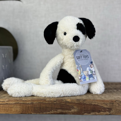 Jellycat Pitterpat Puppy Dog - Long Leg Puppy Jellycat - Black & Cream Puppy 14"