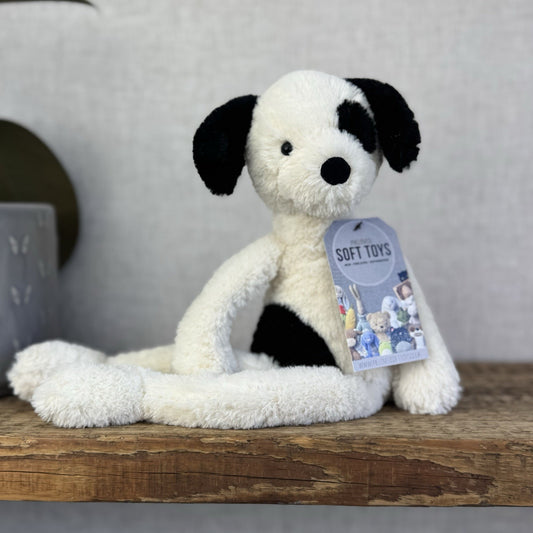 Jellycat Pitterpat Puppy Dog - Long Leg Puppy Jellycat - Black & Cream Puppy 14"