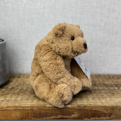 Jellycat Small Cecil Bear - Small Sitting Brown Bear Beanie Plush Retired 8"