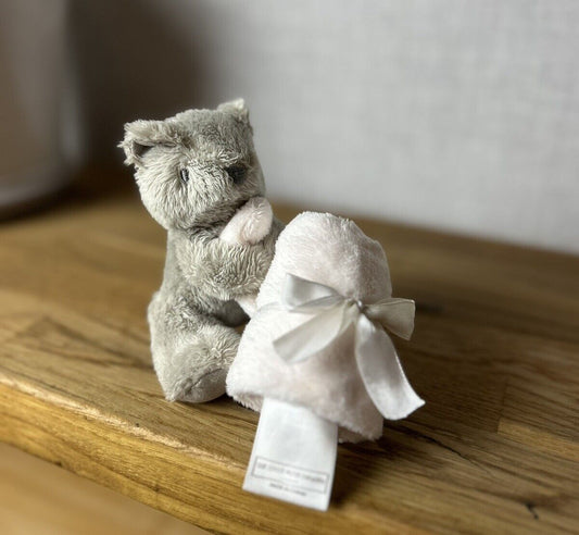 The Little White Company Buttons Bear Comforter - Girls Comforter - Soother Pink