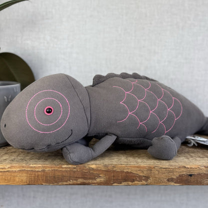 Jellycat Zaggy Chameleon - Green Chameleon Soft Toy Beanie Large Grey/Pink 19”