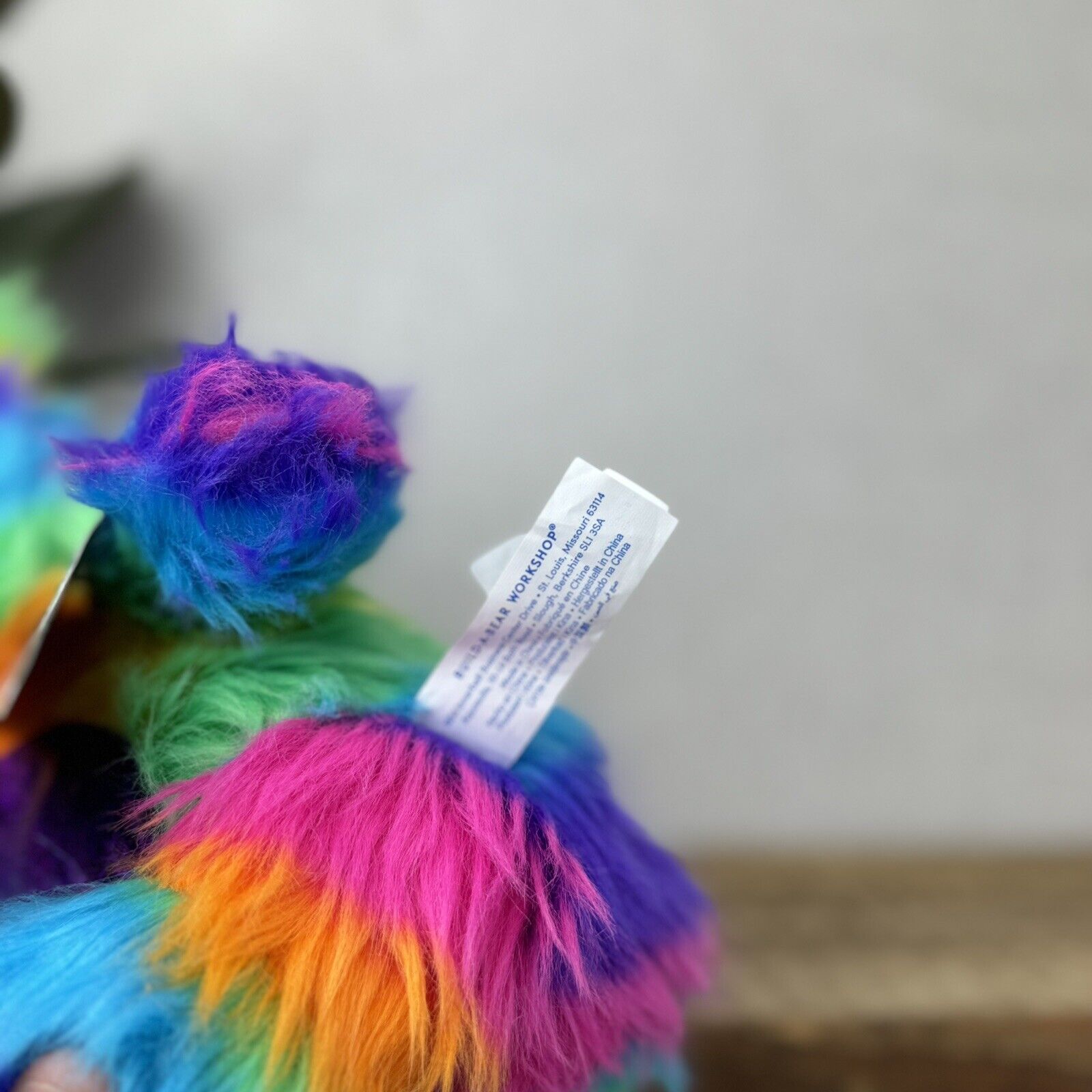 BAB Build A Bear Lisa Frank Shaggy Rainbow Bear - Fluffy Rainbow BAB Rare 10"