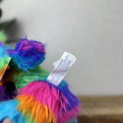 BAB Build A Bear Lisa Frank Shaggy Rainbow Bear - Fluffy Rainbow BAB Rare 10"
