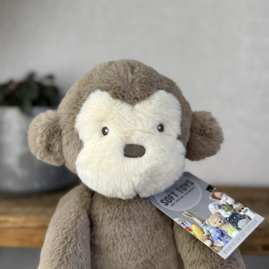 Mamas and Papas Monty Monkey  Comforter Plush Soft Toy - Fluffy Monkey Plush 12”